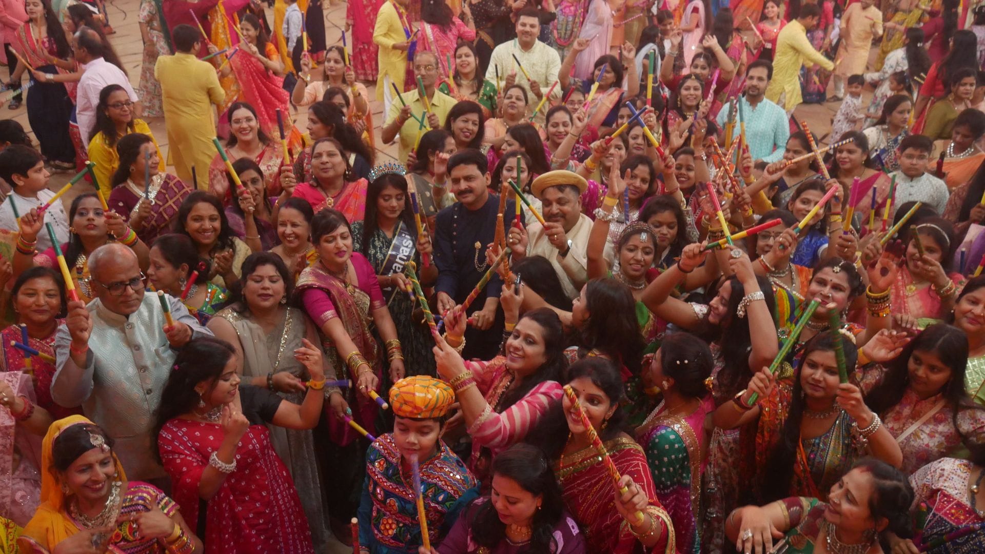 Navratri festival in Varanasi Youth perform dandiya and garba dances