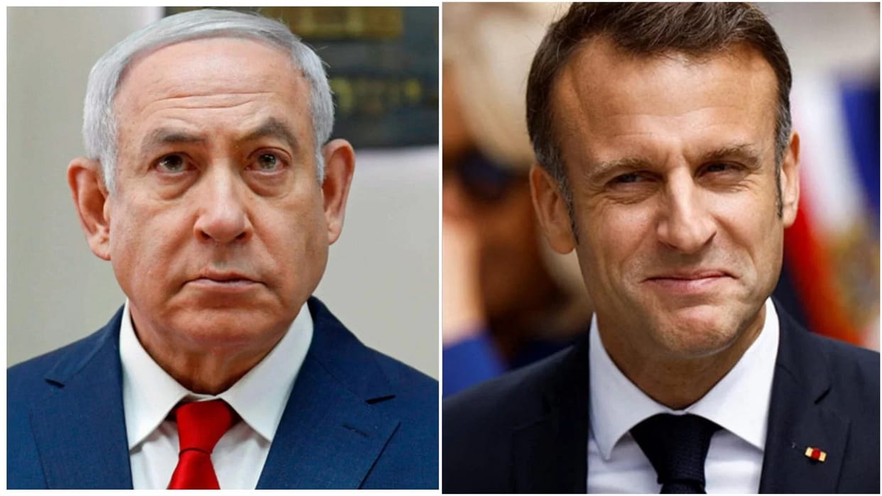 Israeli PM Netanyahu gave strong message to President Emmanuel Macron on France demand for arms embargo