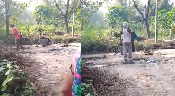 Son beats old father in public, elder brother said he was abusing him, beat him when he refused