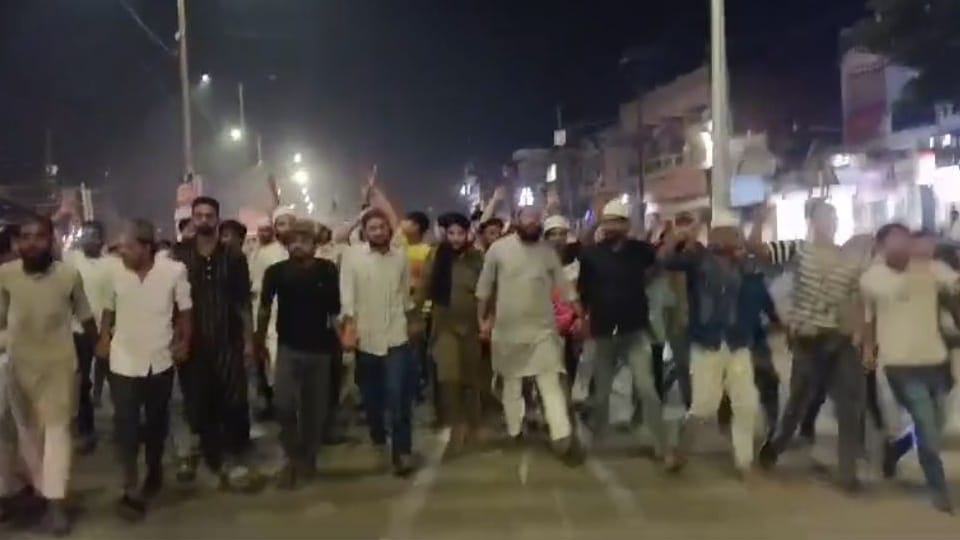 Moradabad: Muslim community takes to the streets in protest against insult to Rasul