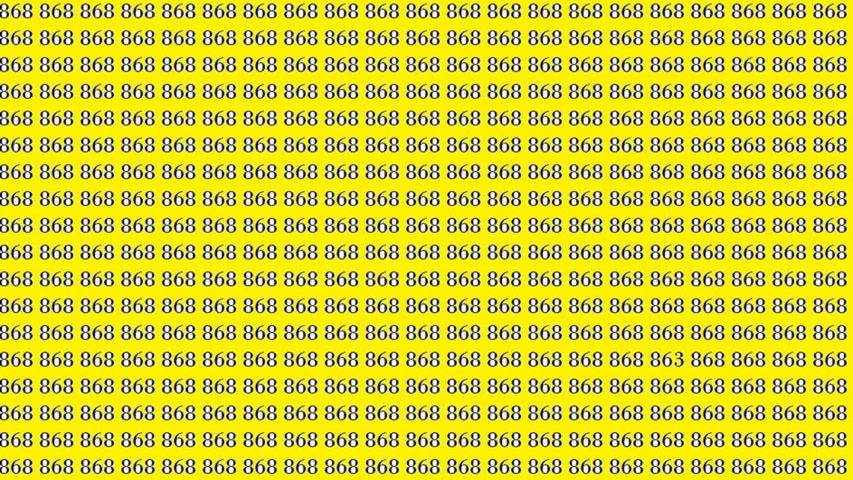 Optical Illusion: Can You Spot 863 In The 868 Within 9 Seconds?
