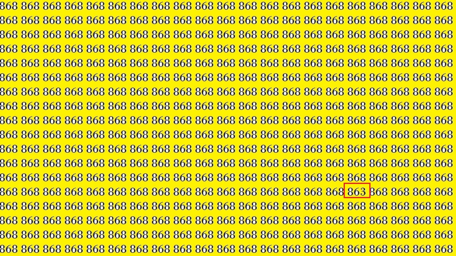 Optical Illusion: Can You Spot 863 In The 868 Within 9 Seconds?