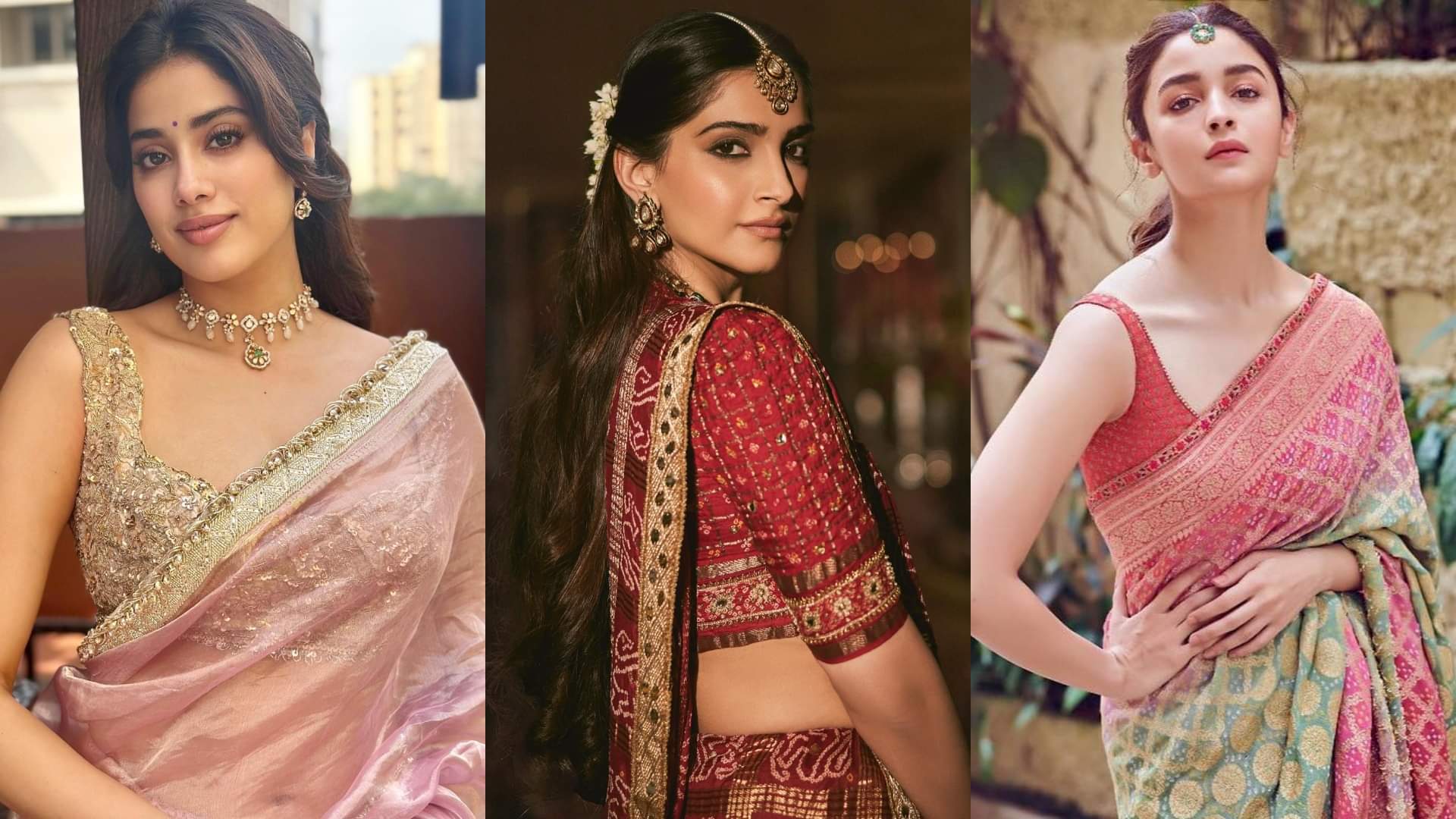 trendy Saree For Karwa Chauth 2024 bandhani print to gharchola saree for woman