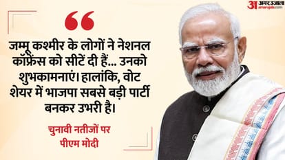 Election Results PM Modi BJP Headquarters JP Nadda Jammu Kashmir Haryana Nayab Singh Saini Hindi News Updates