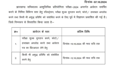JSSC Stenographer 2024 registration deadline extended; apply at jssc.nic.in, Check details