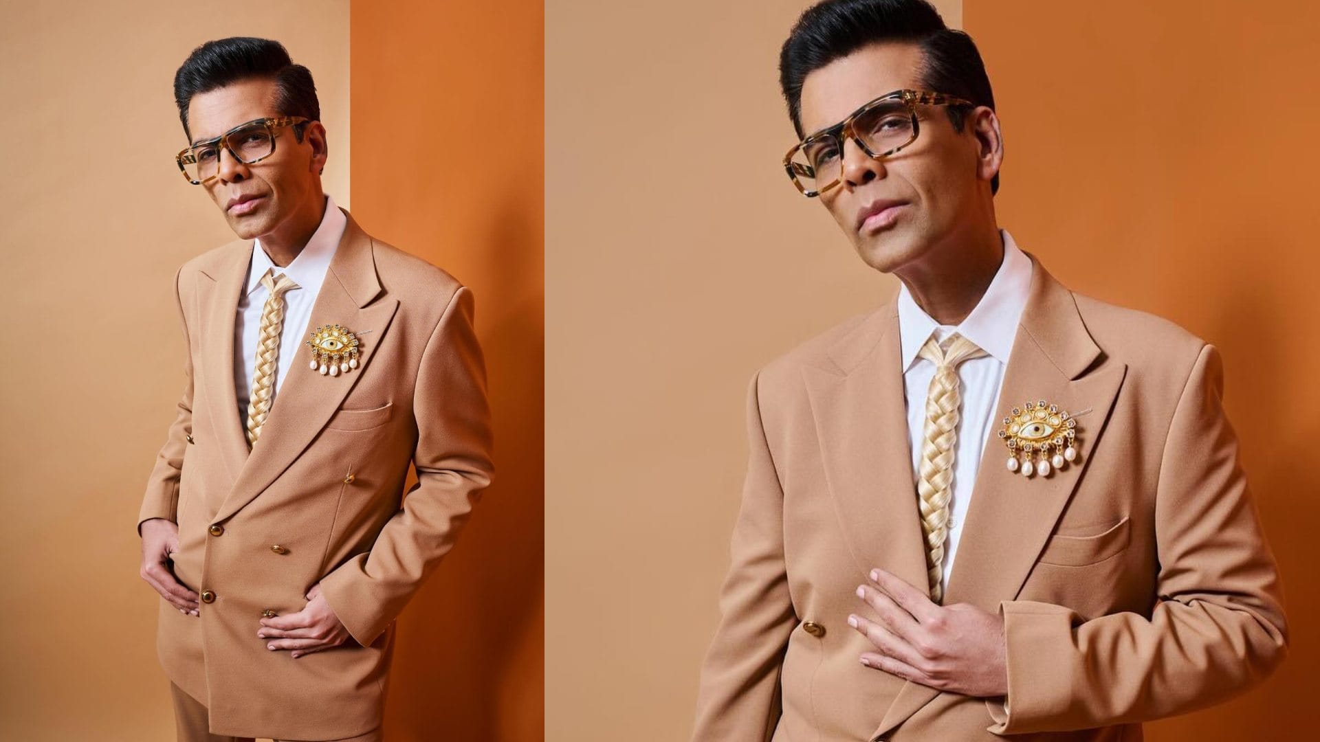 Karan Johar unique Look with braided tie with broch worth 2 lakh image disprj