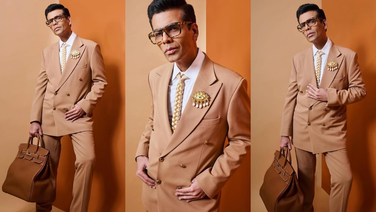 Karan Johar unique Look with braided tie with broch worth 2 lakh image disprj