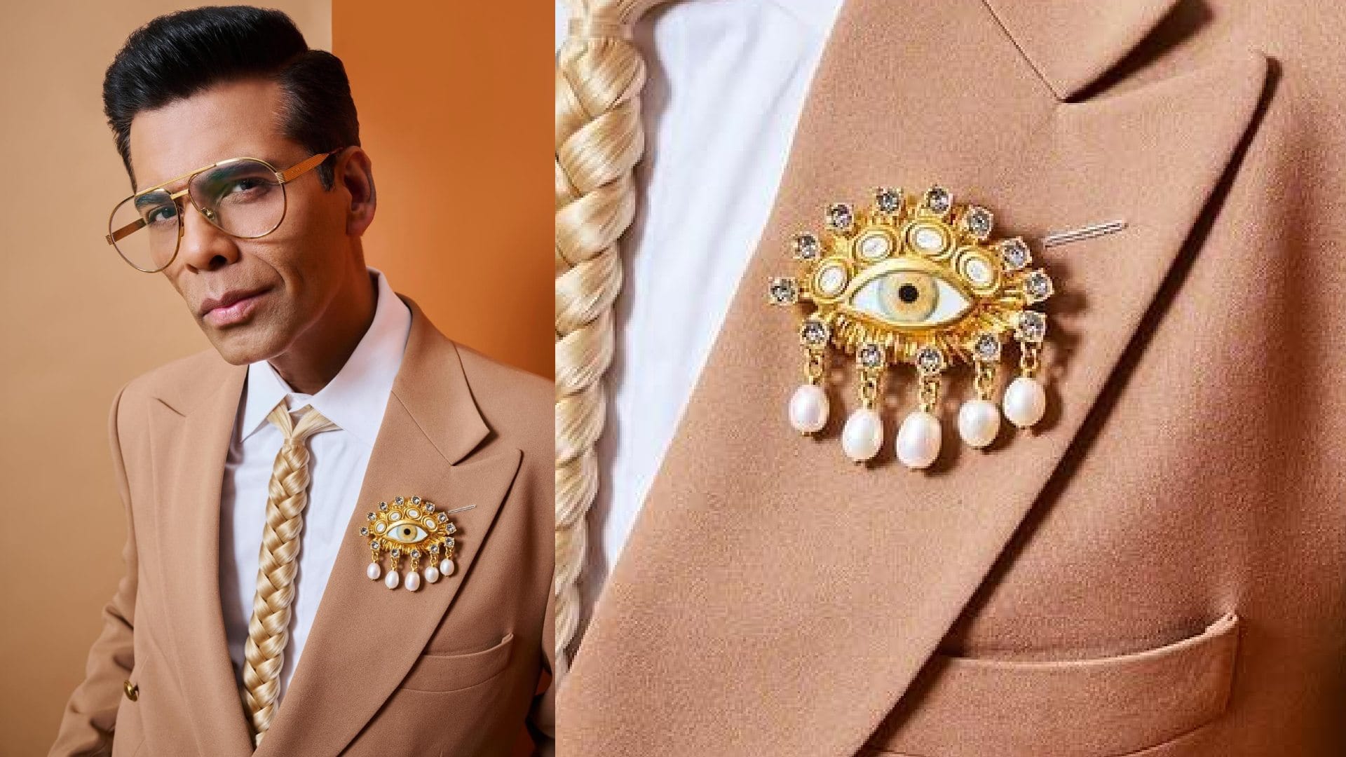 Karan Johar unique Look with braided tie with broch worth 2 lakh image disprj