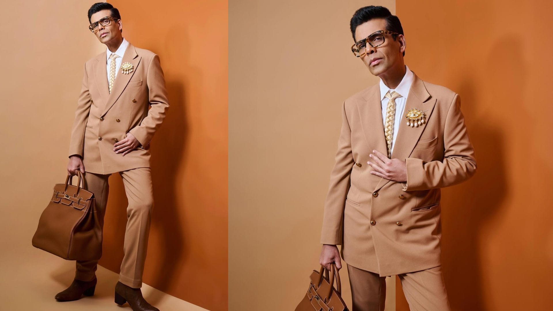 Karan Johar unique Look with braided tie with broch worth 2 lakh image disprj