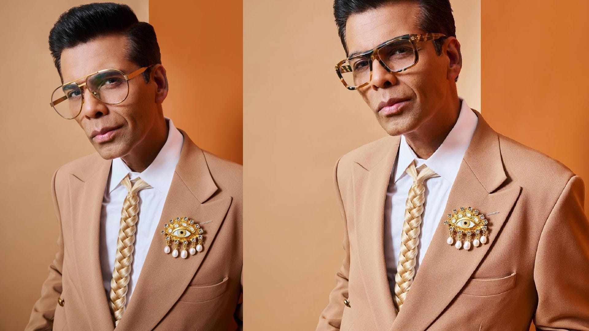 Karan Johar unique Look with braided tie with broch worth 2 lakh image disprj