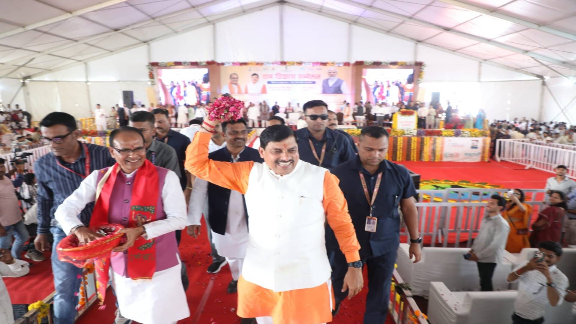 MP News CM Mohan Yadav road show with Union Minister Shivraj Singh Chouhan in Sehore