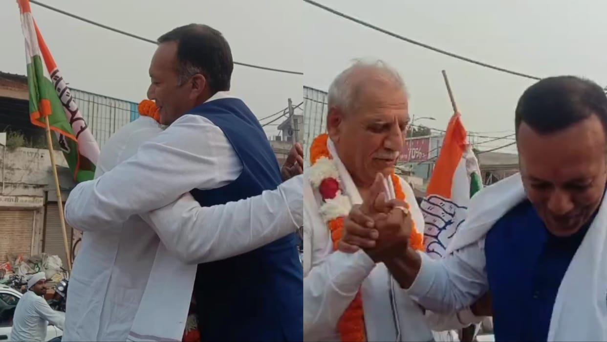 BJP MP Naveen Jindal hugged and congratulated the Congress candidate Ashok Arora