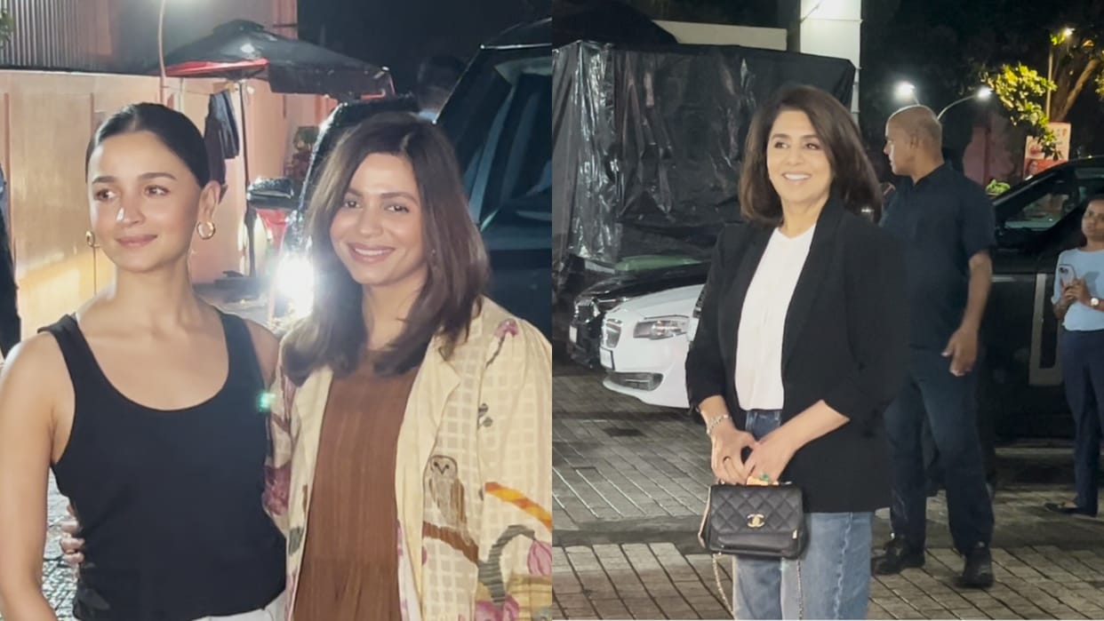 Jigra special screening alia bhatt vedang raina karan johar neetu kapoor radhika madan rashmika mandanna