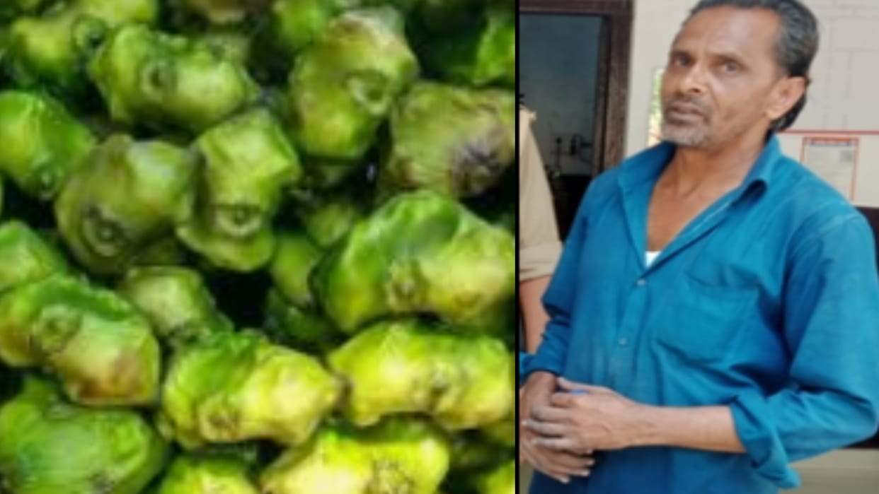 UP: In Bijnor, a fruit seller was caught spraying acid on water chestnuts, uproar