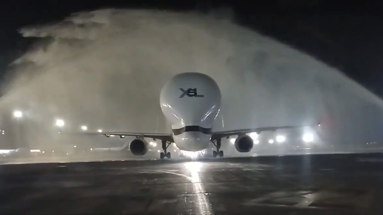 Huge Airbus Beluga aircraft lands in Kolkata