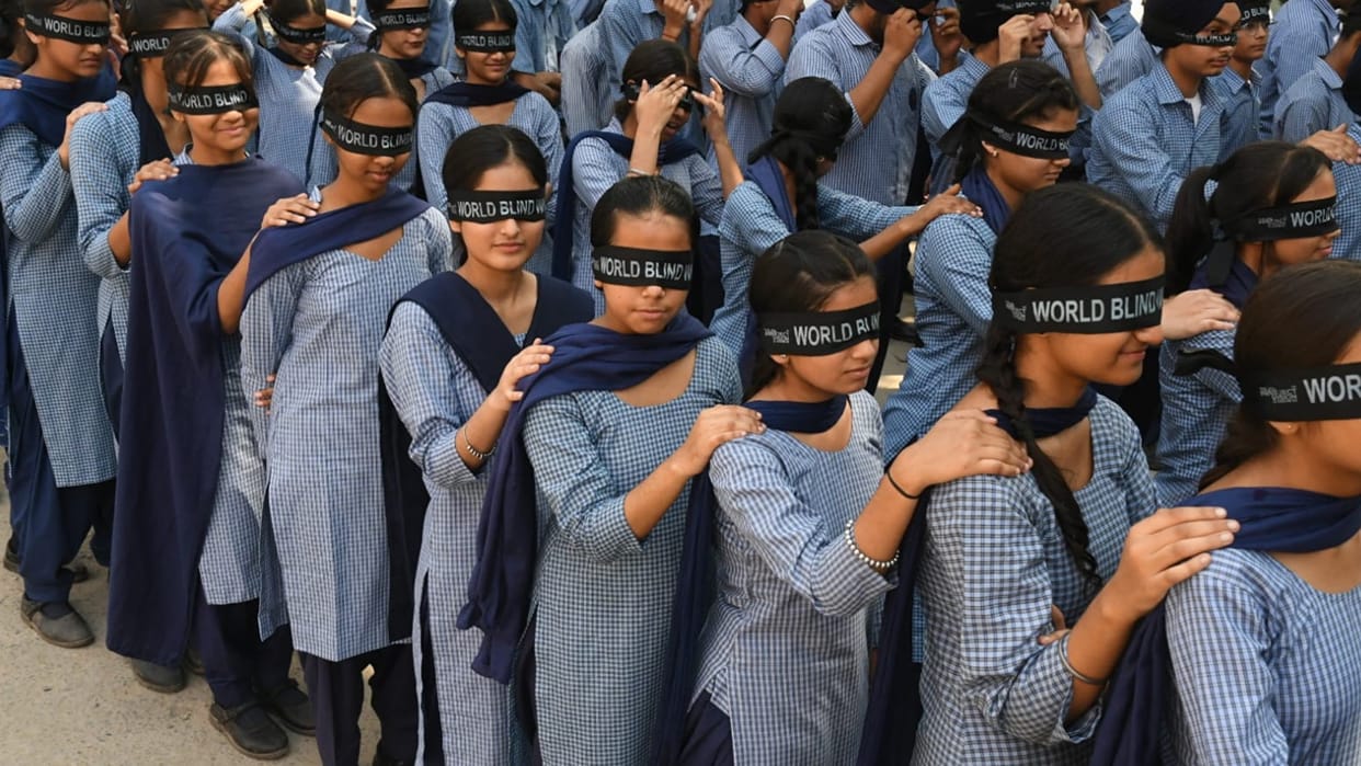 blindfolded rally at Guru Nanak Khalsa Senior Secondary School in Chandigarh