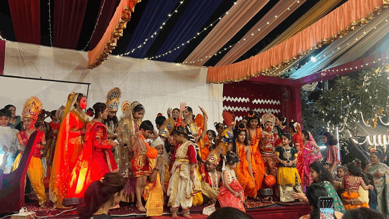 children staged Ramleela in premises of Shri Radha Sky Garden in Greater Noida
