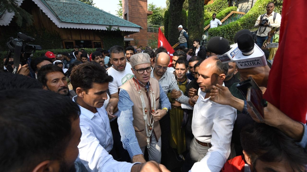 Celebration in Srinagar: Pictures of Omar Abdullah's victory, happiness seen among JKNC workers, Tariq Karra c