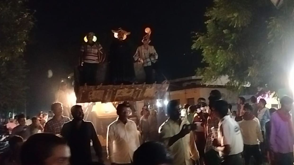 JCB out of control Ramlila young man injured condition critical accident happened staging of Sita Swayamvar