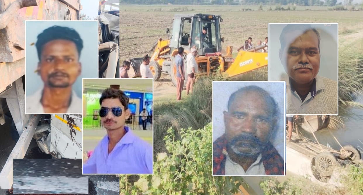 Kanpur Accident, Four killed in road accidents, loader collided with dumper on flyover, car fell into ditch