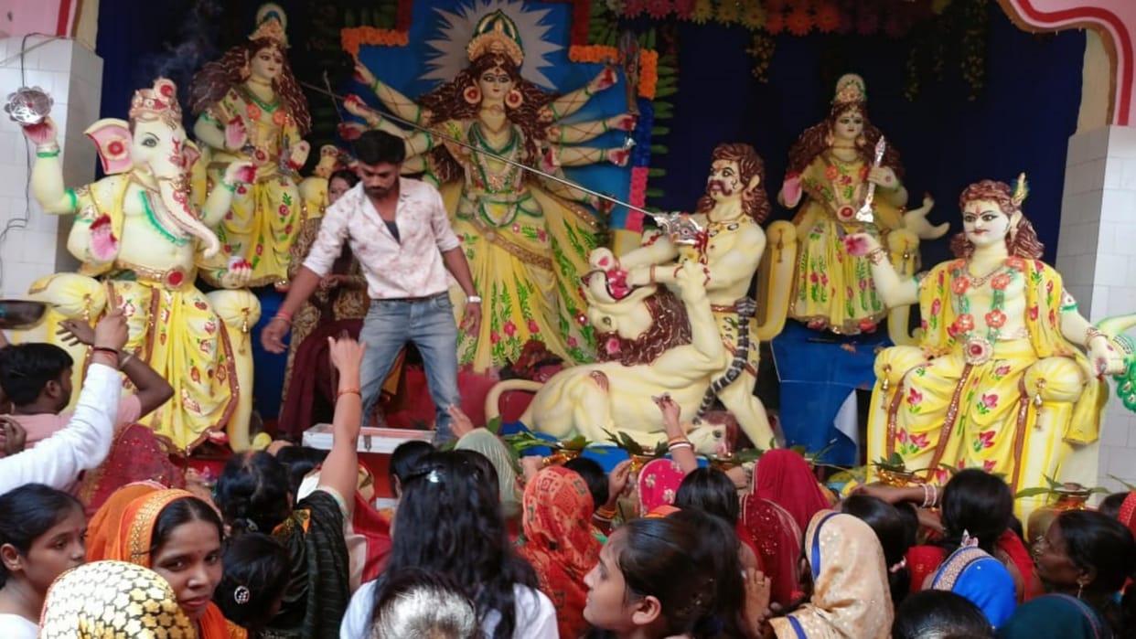 Navratri 2024: puja pandal became devotional as soon as doors opened of Bhagwati Mata temple in Muzaffarpur