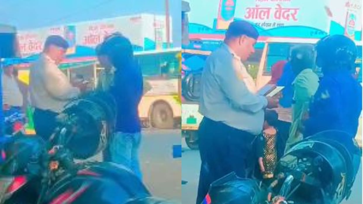 TSI took bribe from bike rider video goes viral in bareilly