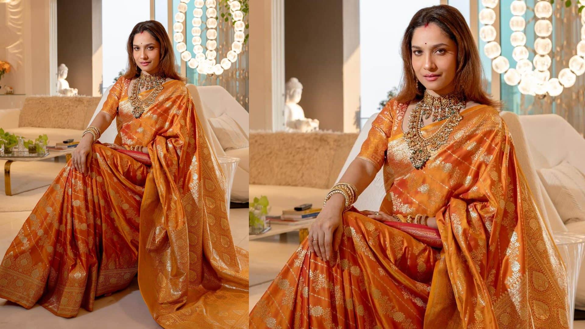 karwa chauth 2024 Ankita Lokhande Saree Collection for karwa chauth image