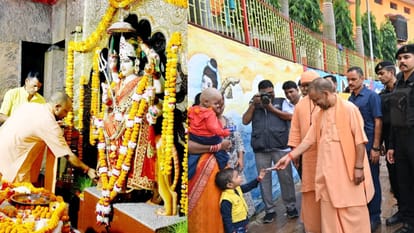 CM Yogi Adityanath offers prayer in Devipatan Temple in Balrampur.