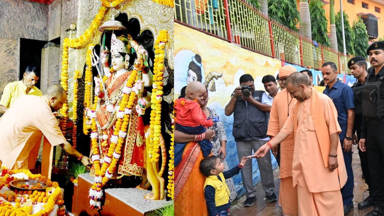 CM Yogi Adityanath offers prayer in Devipatan Temple in Balrampur.
