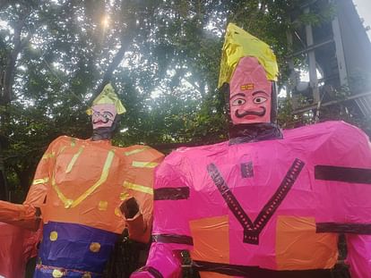 Bhopal: Javed from Rajasthan prepared the state's biggest Ravana in Bhopal, made a 105 feet Ravana in 1 month