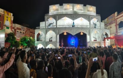 Durga Puja 2024 pandal resonating with hymns of goddess during Navratri festival in Varanasi