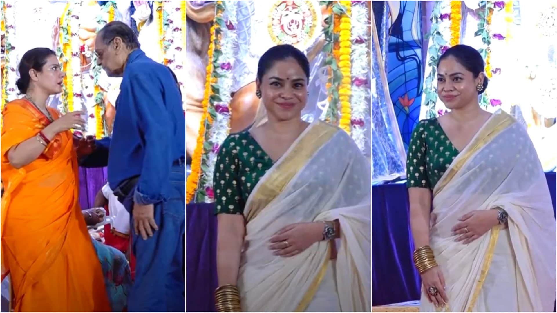 Kajol to Rani Mukerji Tanisha Kumar Sanu Sumona many celebs attends north bombay sarbojanin durga puja