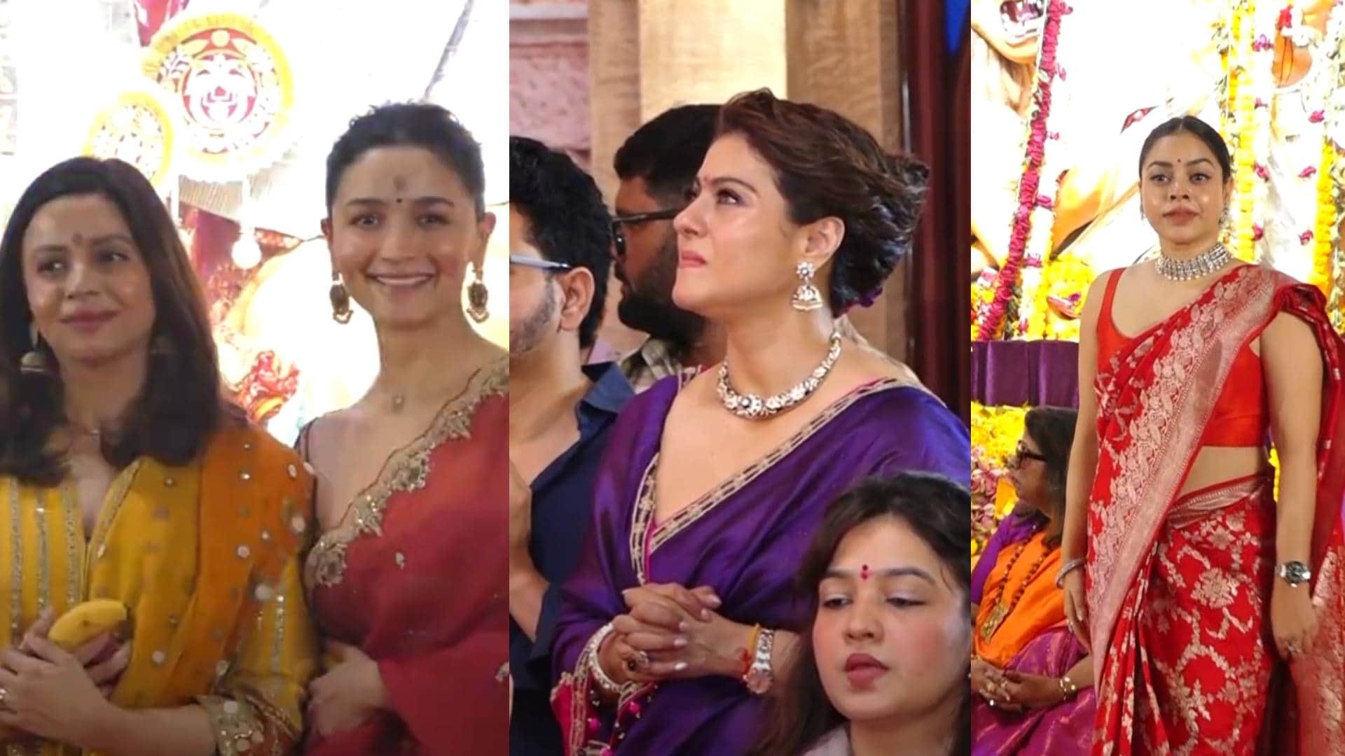 Navratri Special Alia Bhatt Shaheen Bhatt Kajol Sumona Chakravarti visited to seek blessing of Maa Durga