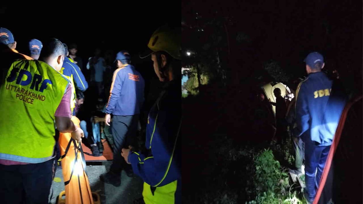 Accident Vehicle fell into a ditch near Rudraprayag-Jawadi bypass Youth Injured rescued by SDRF