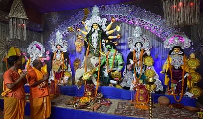 Navratri: Grand adornment of the Goddess, queue of devotees for darshan, echoing cheers