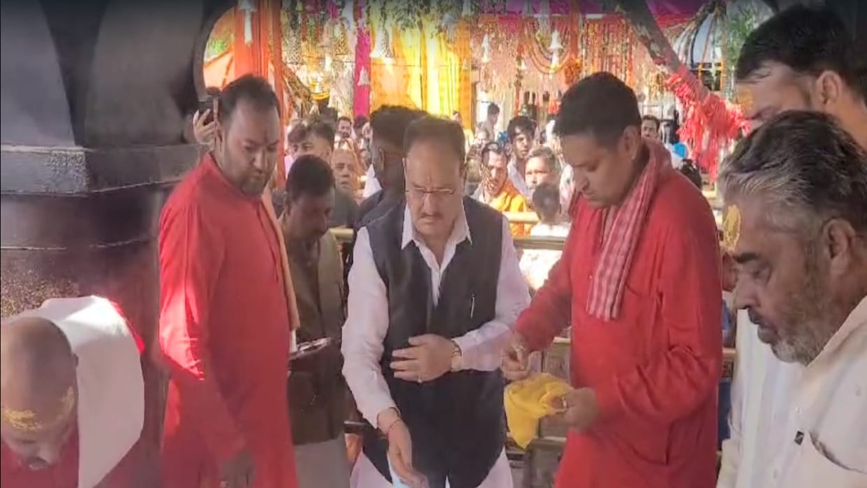 BJP National President JP Nadda reached Bilaspur, paid obeisance at Sri Nayana Devi Temple.