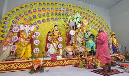 Navratri: Grand adornment of the Goddess, queue of devotees for darshan, echoing cheers