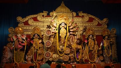 Navratri: Grand adornment of the Goddess, queue of devotees for darshan, echoing cheers