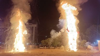 Ravana, Kumbhakarna and Meghnad effigies were burnt with green fireworks and cultural programs in Bhiwani