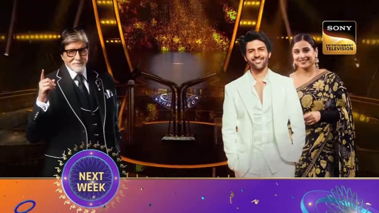 Bhool Bhulaiyaa 3 star Kartik Aryan Vidya Balan reach On Kaun Banega Crorepati 16 hosted by Amitabh Bachchan