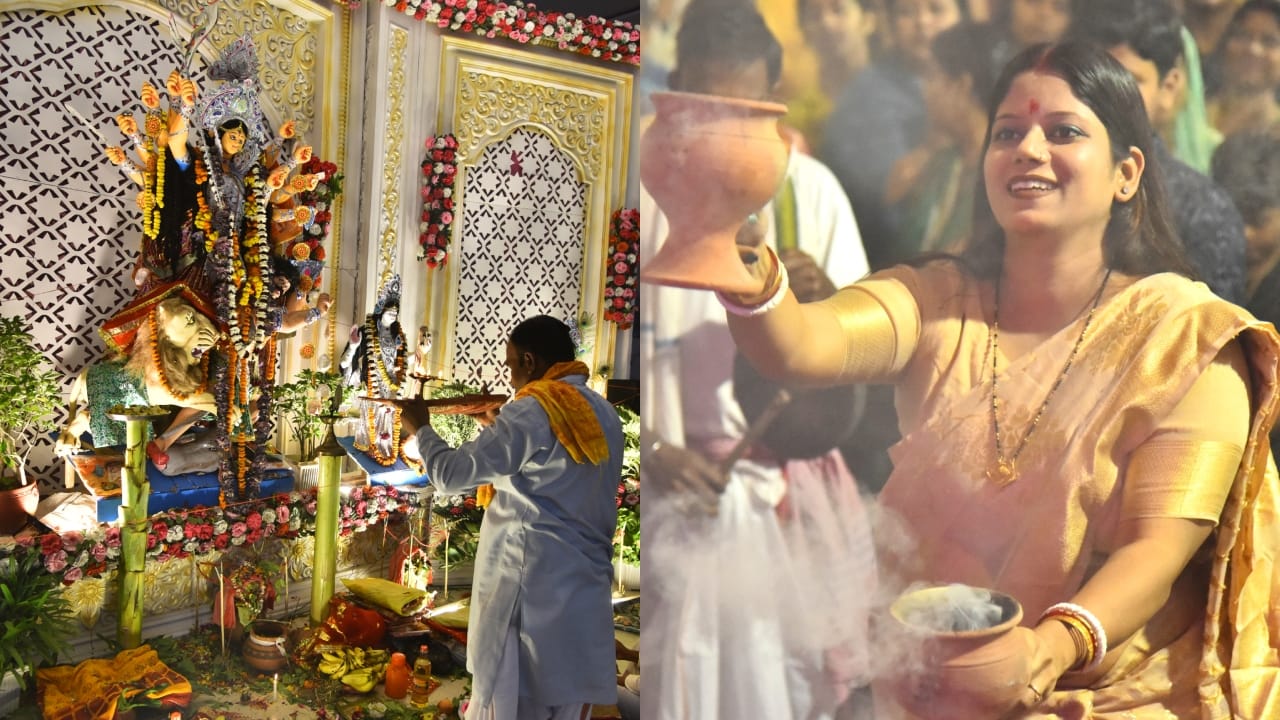 Women worshiped Goddess Durga with Dhunuchi dance in Bareilly