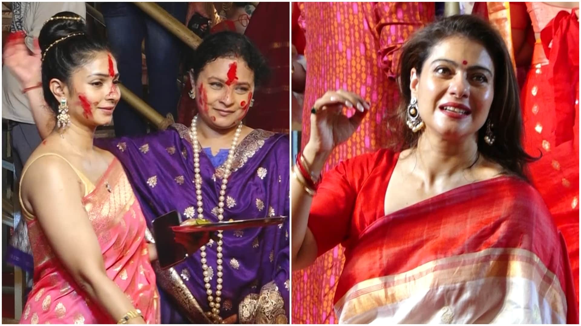 Rani Mukerji Ishita Dutta Tanisha Mukherjee Vatsal Sheth Rupali Ganguly seen playing Sindoor Khela at North Bo
