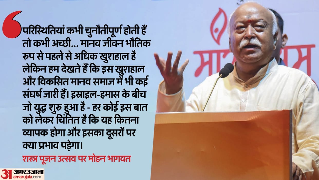 Mohan Bhagwat addressed violence and Hindus in Bangladesh at RSS Shastra Pujan Utsav in Nagpur