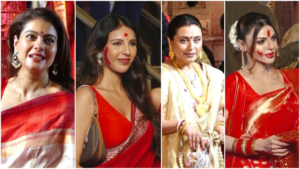 Rani Mukerji Ishita Dutta Tanisha Mukherjee Vatsal Sheth Rupali Ganguly seen playing Sindoor Khela at North Bo