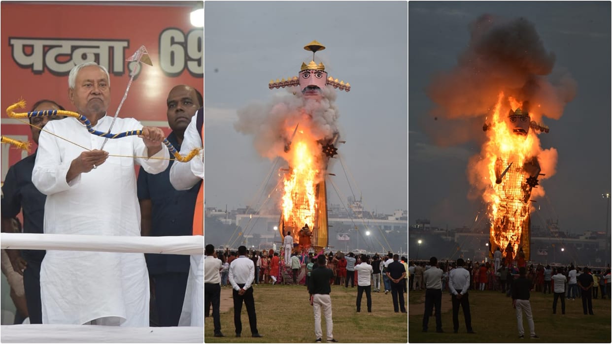 Vijayadashami: CM Nitish Kumar killed Ravana in Gandhi Maidan, Ravana was seen in Maithili look