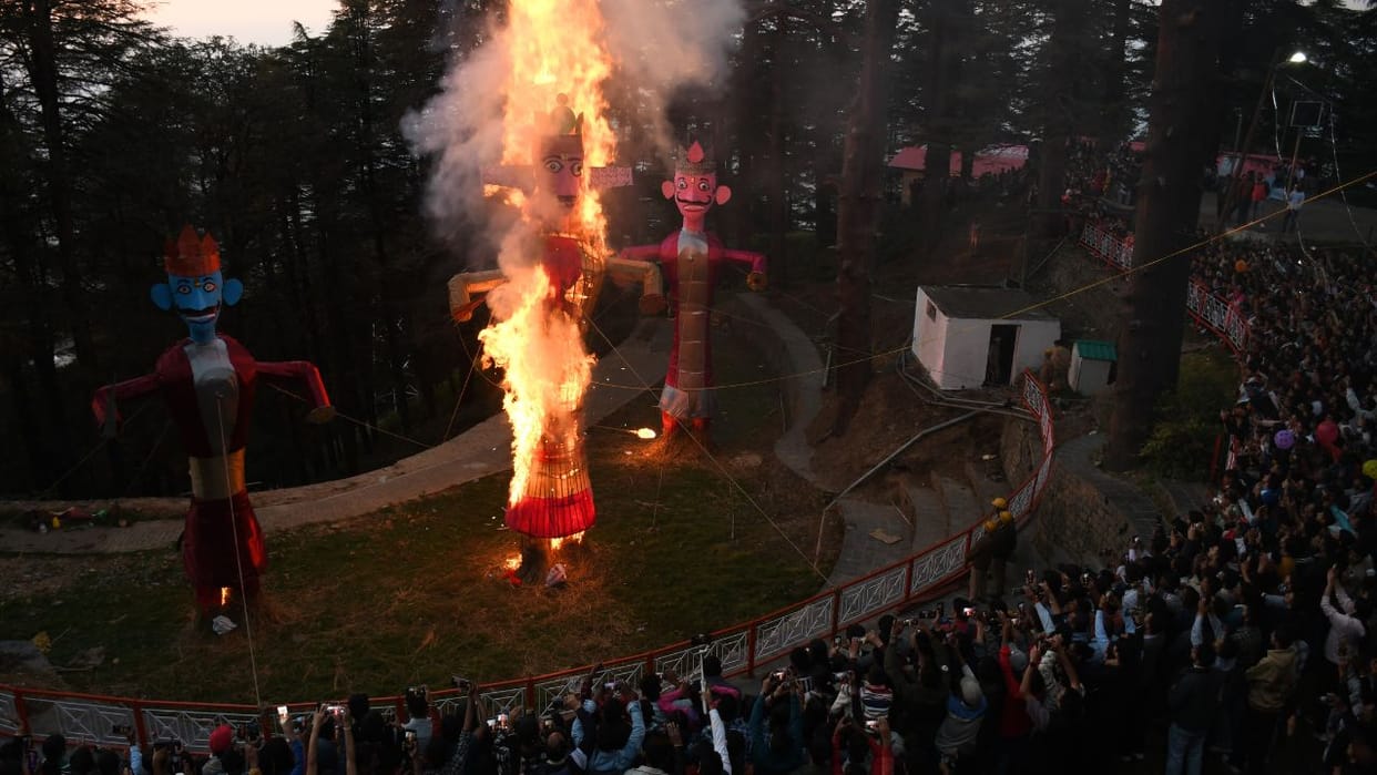 Effigy burning in Jakhu amid Jai Ghosh of Jai Shri Ram