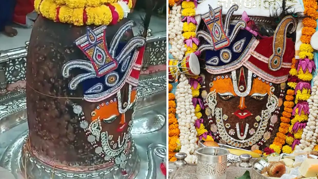 Bhasma Aarti: Baba Mahakal dressed in Bhasma Aarti wearing Vaishnav tilak and turban