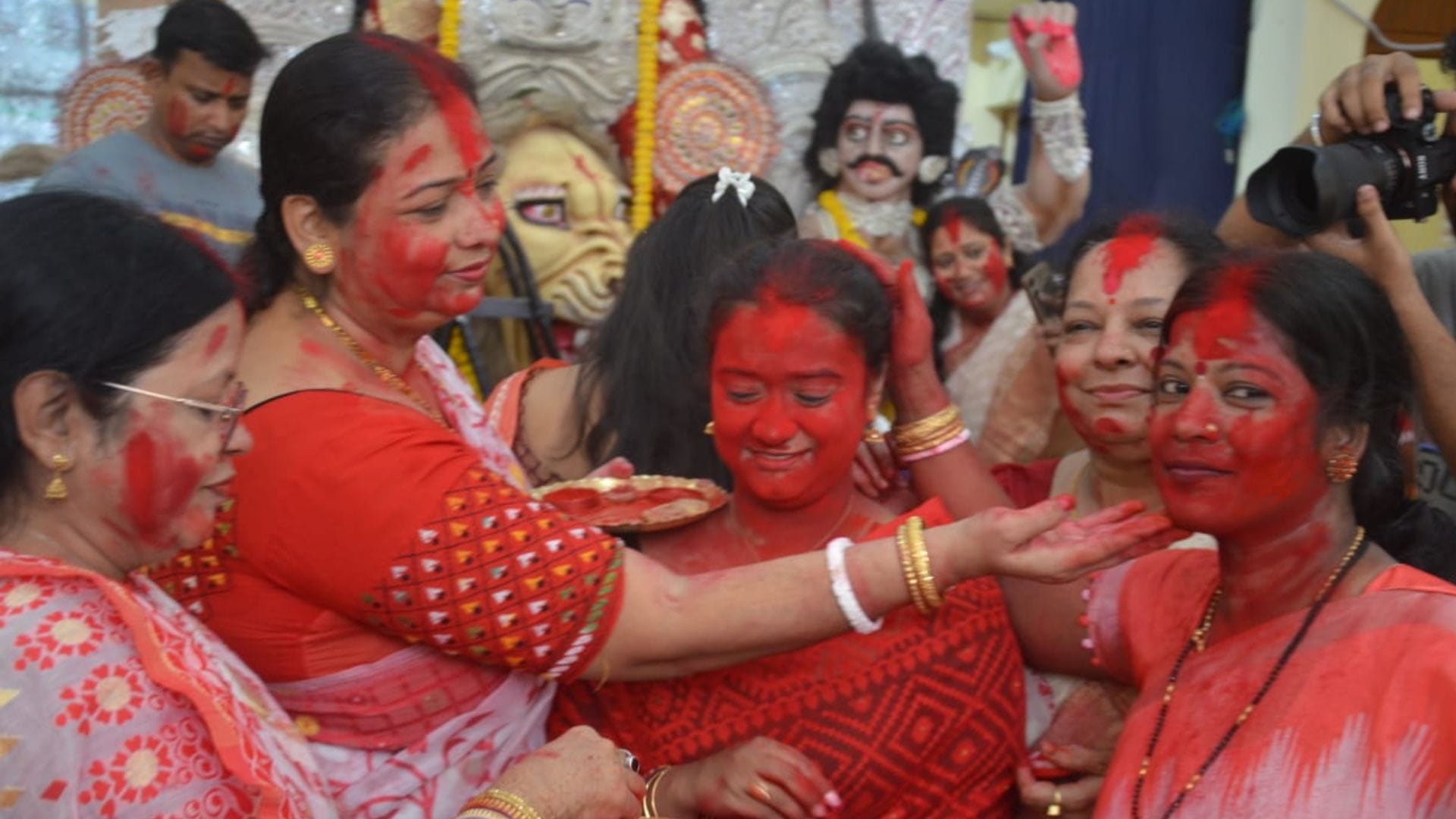 Sindoor played before departure of Devi Maa event was completed with rituals
