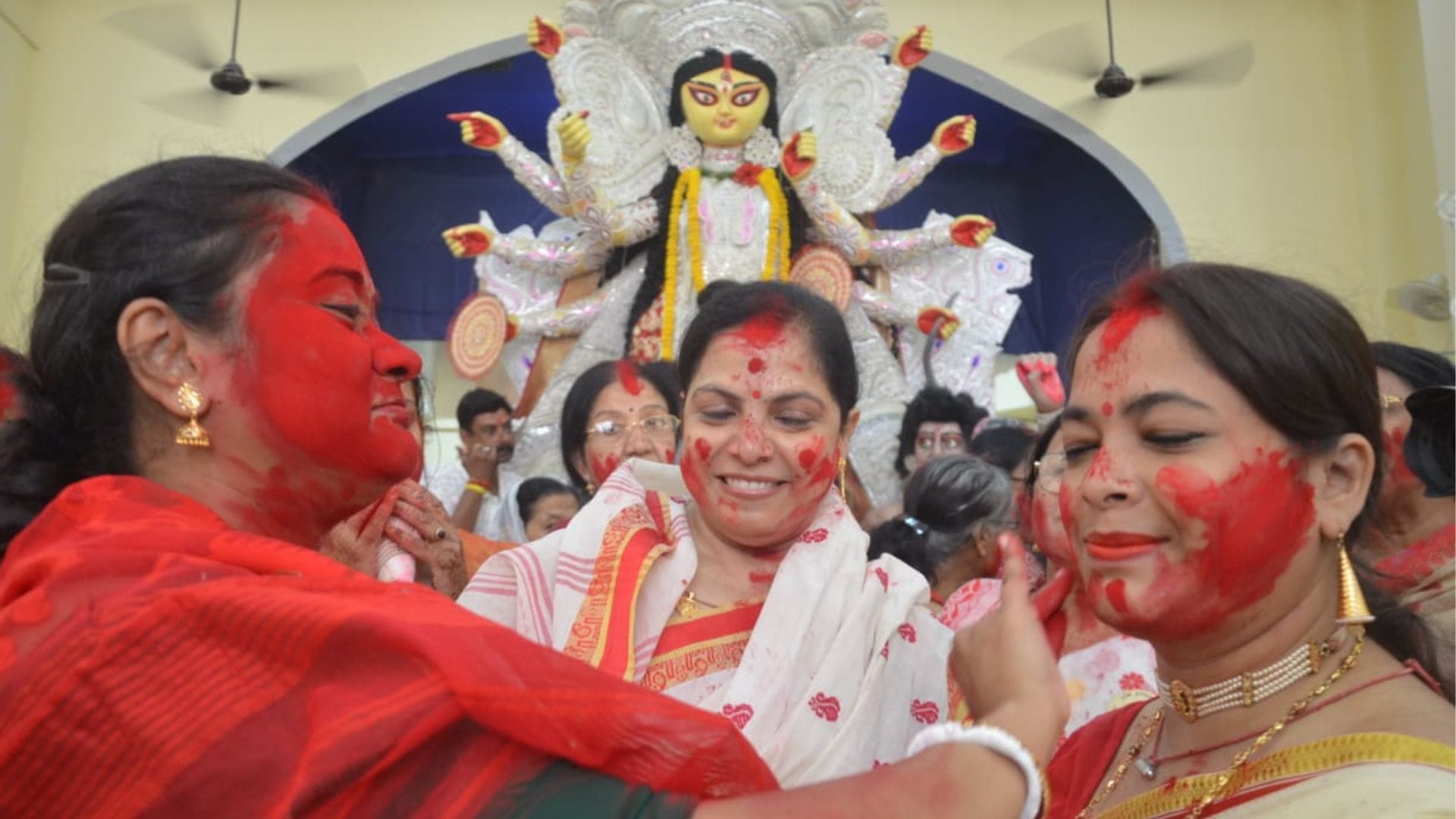 Sindoor played before departure of Devi Maa event was completed with rituals