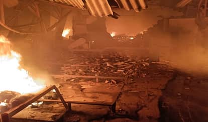 Farrukhabad Massive Fire Breaks Out at Maruti Showroom Service Center Old Cars Gutted Causing Heavy Losses